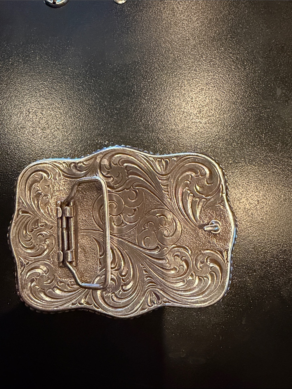Western Decorative Buckle with Gold & Silver Tone Horse Motif - Picture 2 of 3